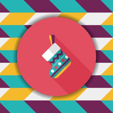 calcetín de Navidad icono plana con sombra, eps10