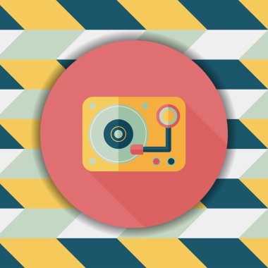 DJ müzik düz simgesi ile uzun gölge, eps10