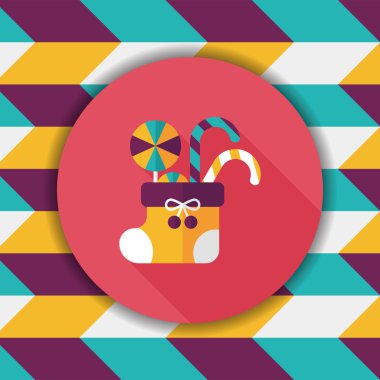 calcetín de Navidad icono plana con sombra, eps10