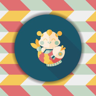 Çin yeni yılı uzun gölge, eps10 Çin maskot düz simgesiyle