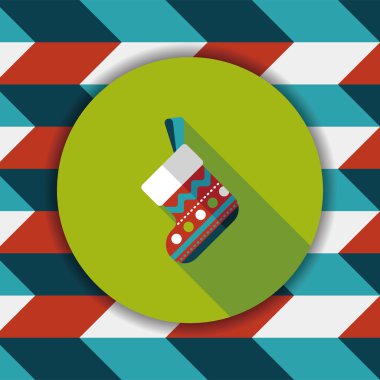 calcetín de Navidad icono plana con sombra, eps10