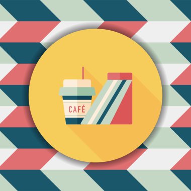 sandviç ve kahve düz simgesi ile uzun gölge, eps10