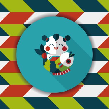 Çin yeni yılı uzun gölge, eps10 Çin maskot düz simgesiyle