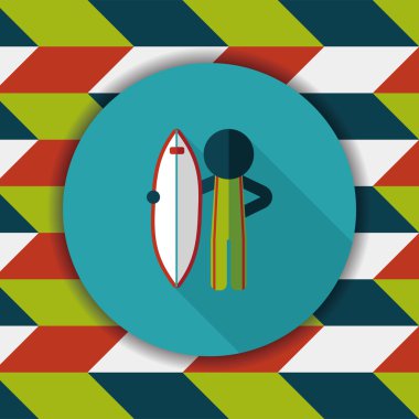 uzun gölge ile sörf düz simgesi