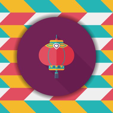 Çin yeni yılı uzun gölge, eps10, Çinli bir dekor ile düz simgesi