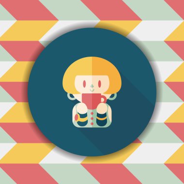 Bayan uzun gölge, eps10 düz simgesiyle kahve içme