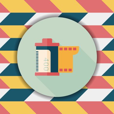 kamera film, uzun gölge ile düz simgesi