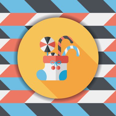 calcetín de Navidad icono plana con sombra, eps10