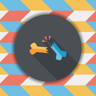 uzun gölge ile kemik kırığı düz simgesi