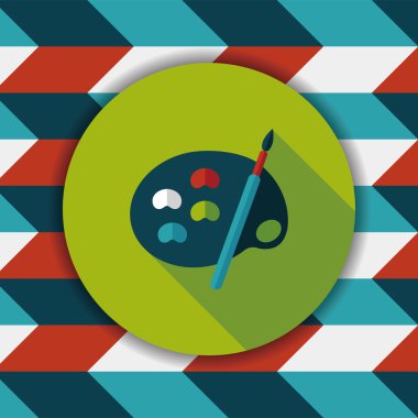 Resim paleti uzun gölge, eps 10 ile boya fırçası düz simgesi ile