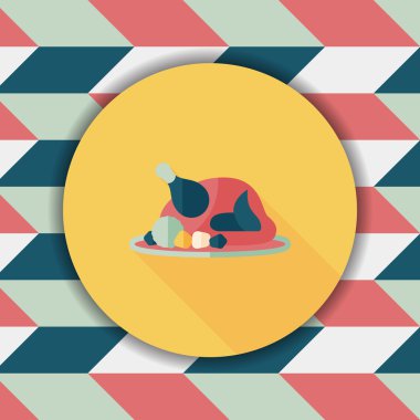 ızgara tavuk düz simgesi ile uzun gölge, eps10