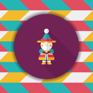 Noel kızı düz simgesi ile uzun gölge, eps10