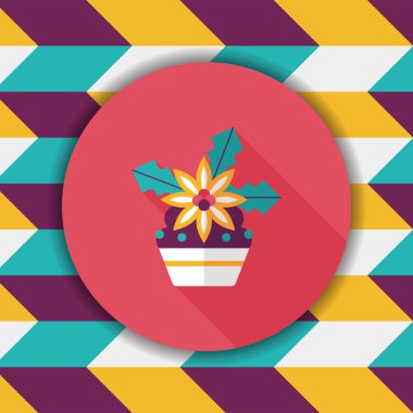 Noel kek düz simgesi ile uzun gölge, eps10