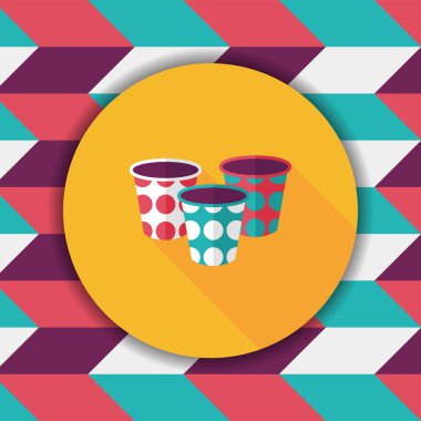 kağıt bardak düz simgesi ile uzun gölge, eps10