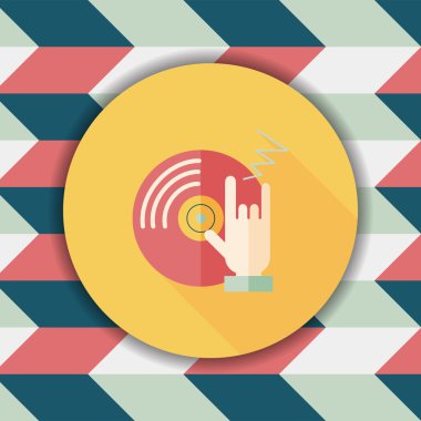 DJ müzik düz simgesi ile uzun gölge, eps10