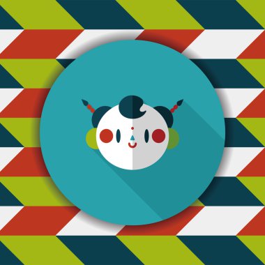 Çin yeni yılı çocuk düz simgesi ile uzun gölge, eps10