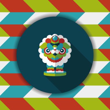 Çin yeni yılı düz simgesi ile uzun gölge, eps10, dragon ve