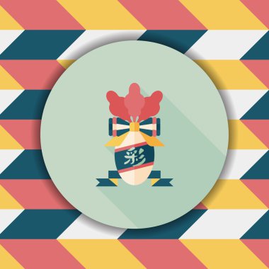 Çin yeni yılı düz simgesi ile uzun gölge, eps10, şanslı beyaz r