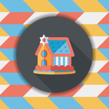 gingerbread house düz simgesi ile uzun gölge, eps10