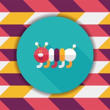 Caterpillar düz simgesi ile uzun gölge, eps10