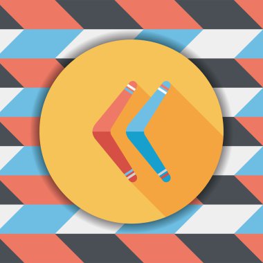 Bumerang uzun gölge düz simgesi