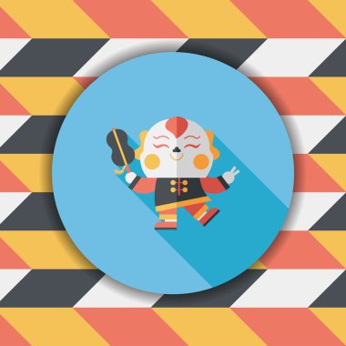 Çin yeni yılı uzun gölge, eps10, Maitreya bez bebek ile düz simgesi