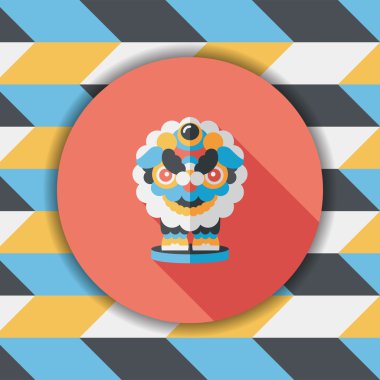 Çin yeni yılı düz simgesi ile uzun gölge, eps10, dragon ve