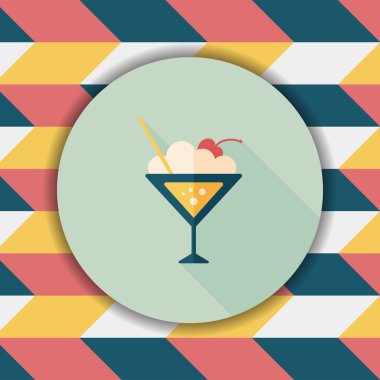 Uzun gölgeli kokteyl düz simgesi