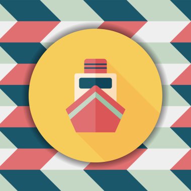 tekne ile uzun gölge düz simgesi