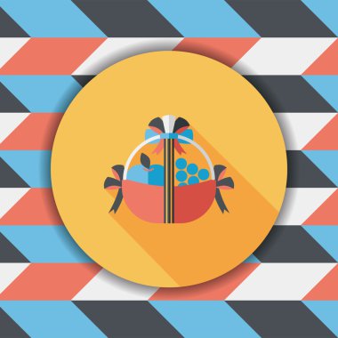 Meyve hediye sepetleri düz simgesiyle uzun gölge, eps10