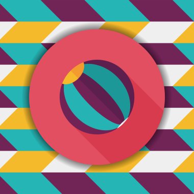 긴 그림자와 비치 볼 플랫 아이콘