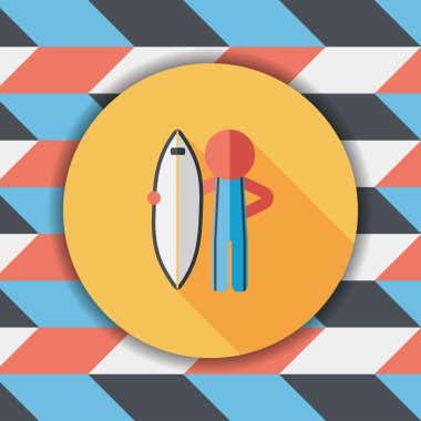 uzun gölge ile sörf düz simgesi