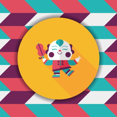 Çin yeni yılı uzun gölge, eps10, Maitreya bez bebek ile düz simgesi