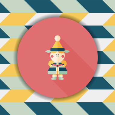 Noel kızı düz simgesi ile uzun gölge, eps10