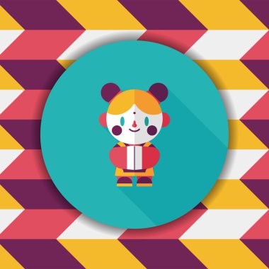 Çin yeni yılı kız uzun gölge, eps10 düz simgesiyle