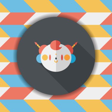 Çin yeni yılı çocuk düz simgesi ile uzun gölge, eps10