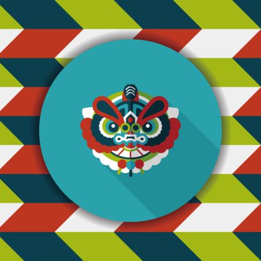 Çin yeni yılı düz simgesi ile uzun gölge, eps10, dragon ve