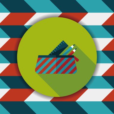 긴 그림자, eps10와 함께 연필 상자 플랫 아이콘