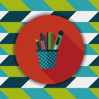 kalem tutucu düz simgesi ile uzun gölge, eps10