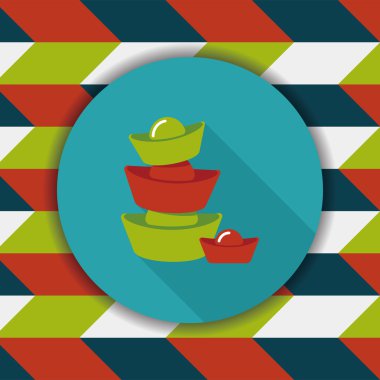 Çin yeni yılı uzun gölge, eps10, Altın külçe de düz simgesiyle