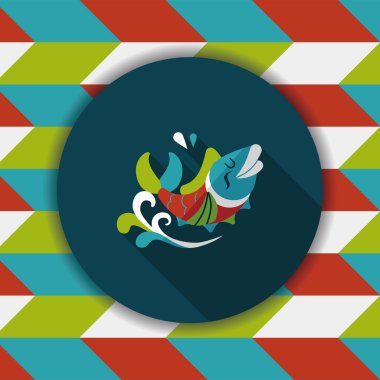 Çin yeni yılı uzun gölge, eps10, Çinli bir dekor ile düz simgesi