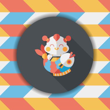 Çin yeni yılı uzun gölge, eps10 Çin maskot düz simgesiyle