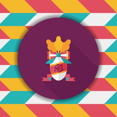 Çin yeni yılı düz simgesi ile uzun gölge, eps10, şanslı beyaz r