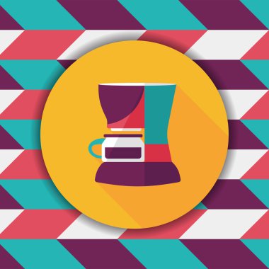 Kahve makinesi düz simgesi, uzun gölge, eps10