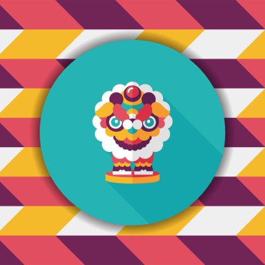 Çin yeni yılı düz simgesi ile uzun gölge, eps10, dragon ve