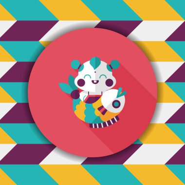 Çin yeni yılı uzun gölge, eps10 Çin maskot düz simgesiyle