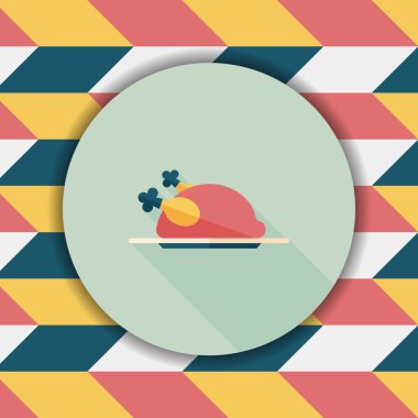 tavuk yemek düz simgesi ile uzun gölge, eps10