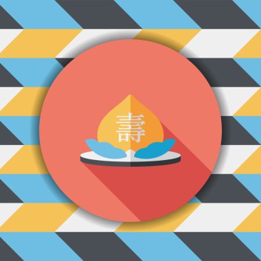 Çin yeni yılı şeftali ile uzun shad ölümsüzlük düz simgesinin