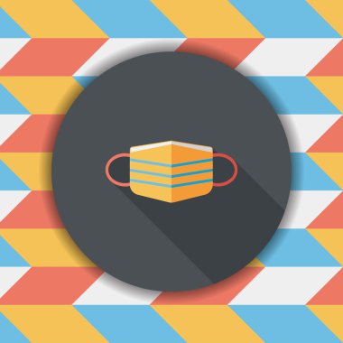 tıbbi maske uzun gölge ile düz simgesi