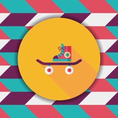 kaykay uzun gölge düz simgesi